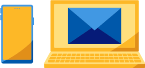 Icons of a cell phone and laptop