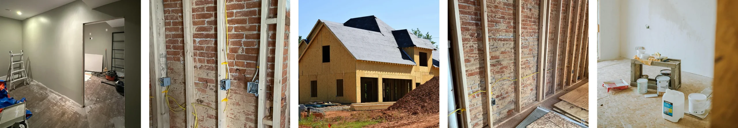 A compilation of photos of construction