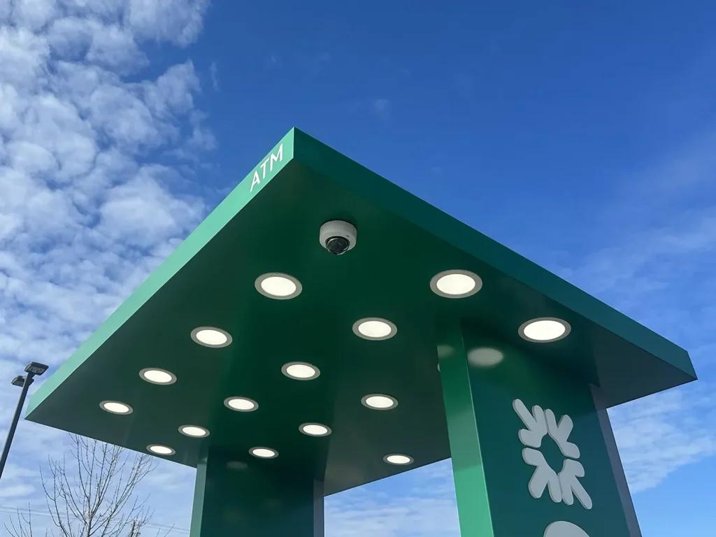 Lights on an outdoor ATM