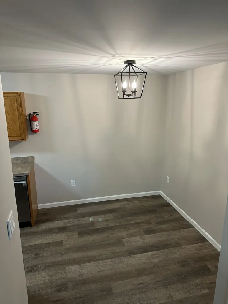 A lighting fixture in a kitchen